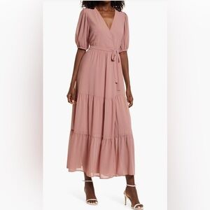 Charles Henry | Tiered Wrap Dress | Maxi | Mauve | EUC | Size S